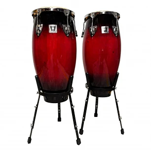 Par de congas de 10 y 11 pulgadas cherry sunburst con soporte