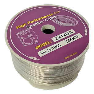Cable de Parlante 2x14 transparente 100mts