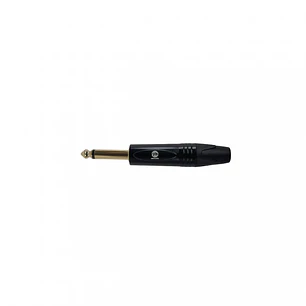 Conector Plug 1/4 Mono Negro y Dorado