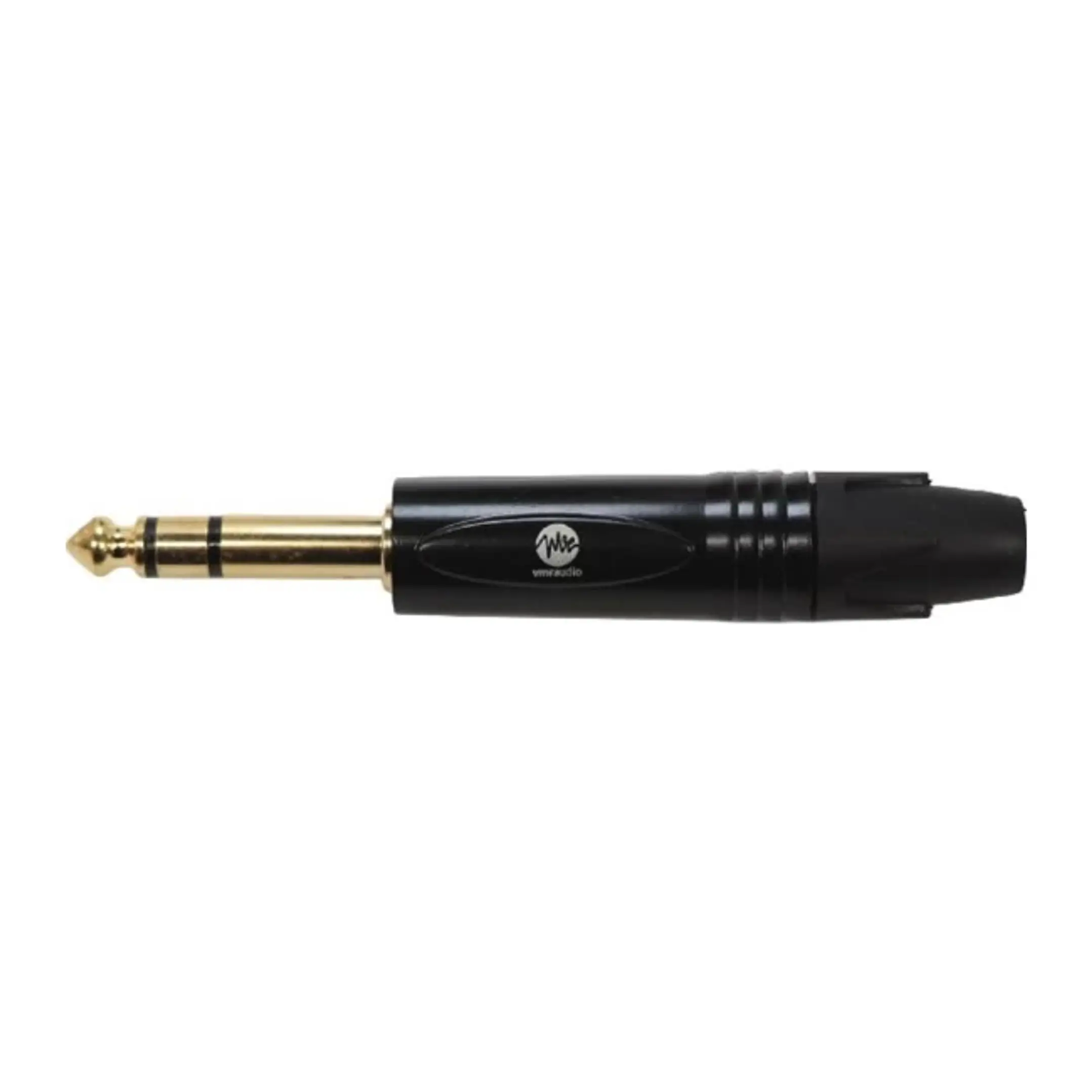 Conector Plug 1/4 Stereo Negro y Dorado 1