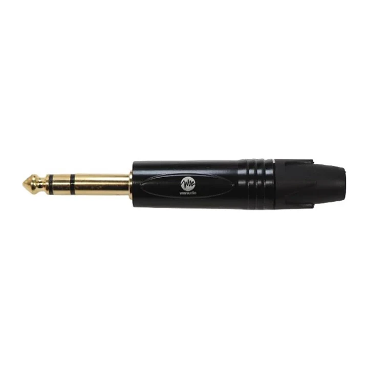 Conector Plug 1/4 Stereo Negro y Dorado 1
