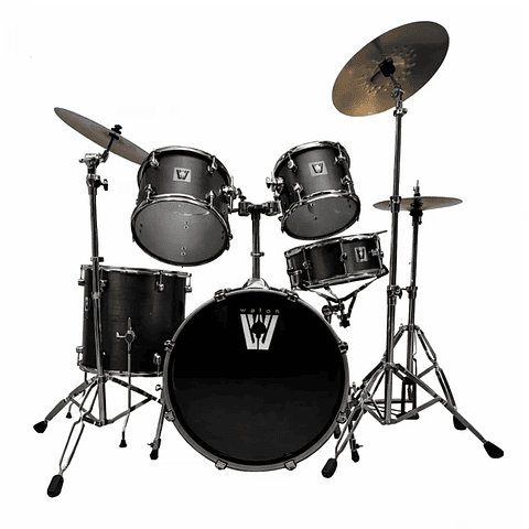 Batería Wotan acústica de 5 cuerpos color negro brushed holográfico