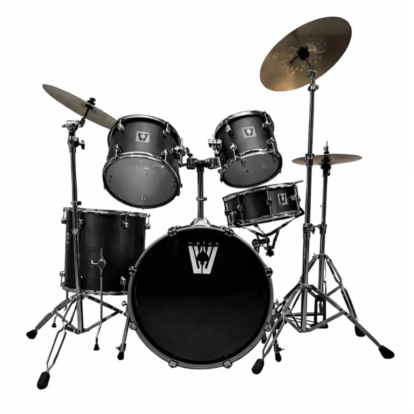 Batería Wotan acústica de 5 cuerpos color negro brushed holográfico 1