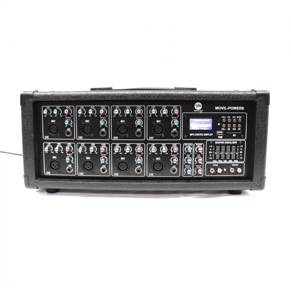 Consola potenciada de 8 canales con Bluetooth, FM y MP3 2