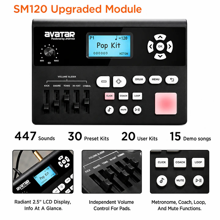 Batería Electrónica Avatar SD61-5BT Kit Bluetooth USB-MIDI 2