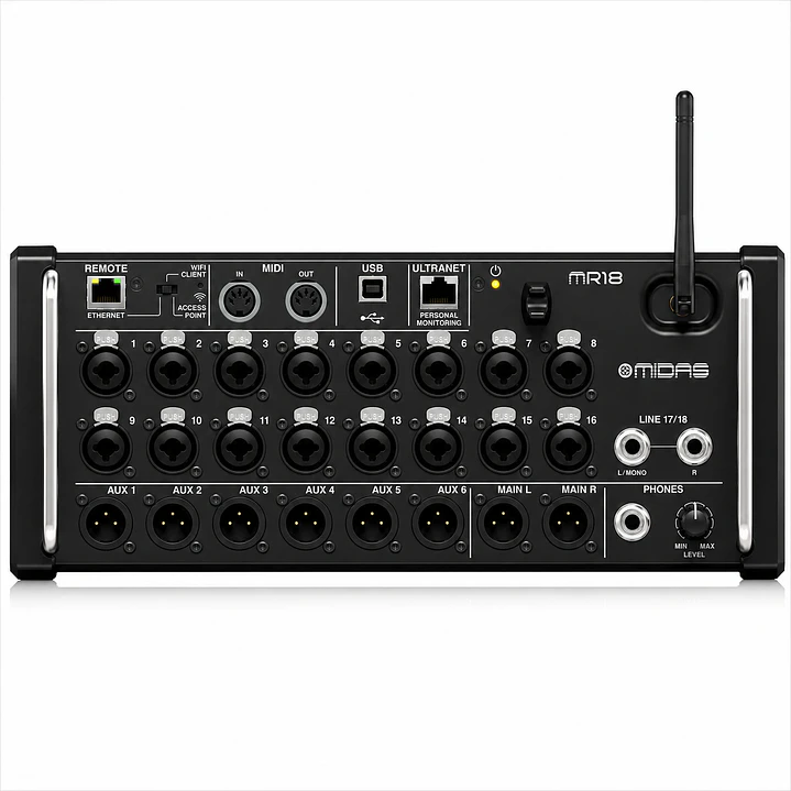 Mixer Digital e Interfaz Británico MIDAS MR18 18 CANALES MULTIPISTA 2