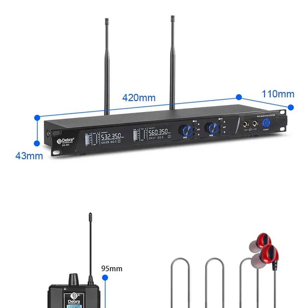 Debra ER202 Wireless In-Ear Monitor (6 receptores) 9