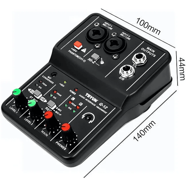TEYUN Q-12 Interfaz de Audio USB – la solución económica y de calidad para grabación y streaming 1