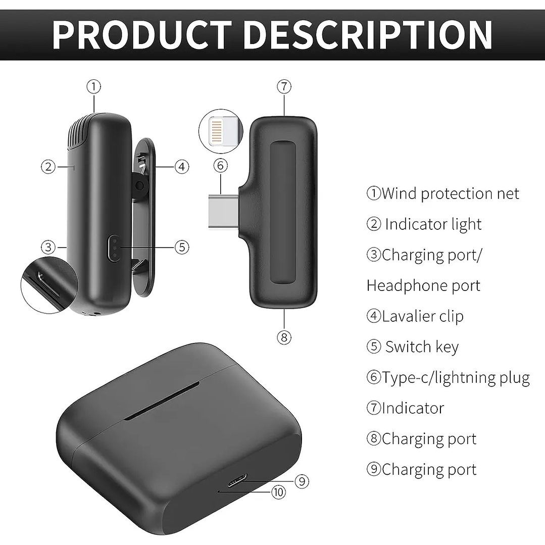 Micrófono Inalámbrico J13 Tipo C para celular 3