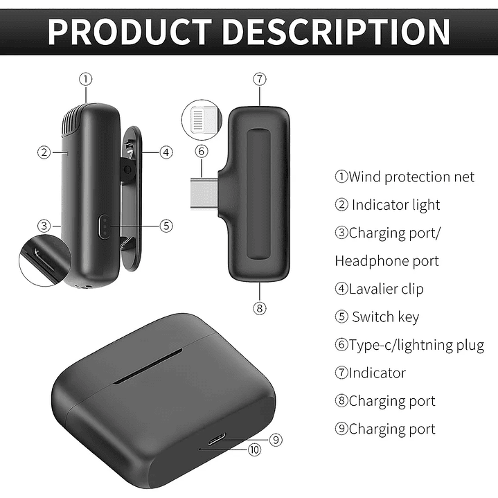 Micrófono Inalámbrico J13 Tipo C para celular 3