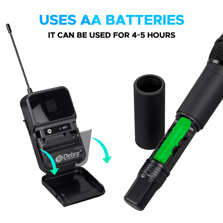 Debra DU2002 – Sistema de 2 Micrófonos Inalámbricos Profesionales (Doble Canal) 6