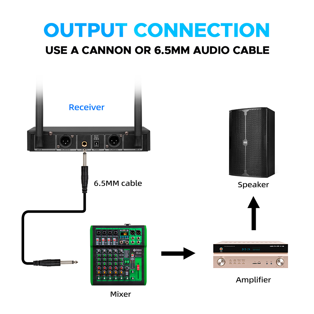 Debra DU2002 – Sistema de 2 Micrófonos Inalámbricos Profesionales (Doble Canal) 7