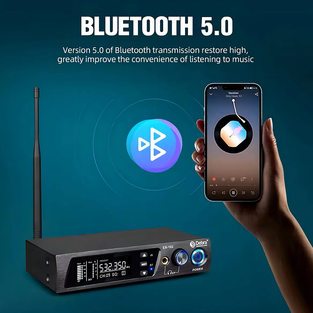 ER102 – Amplificador de audifonos, Receptor Inalámbrico de Audio Profesional (1 Receptor) 6