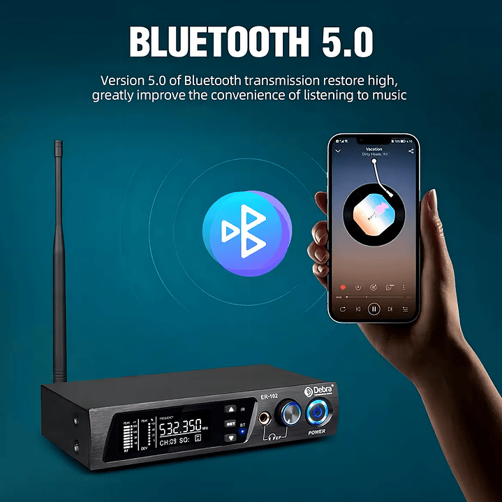 ER102 – Amplificador de audifonos, Receptor Inalámbrico de Audio Profesional (1 Receptor) 6
