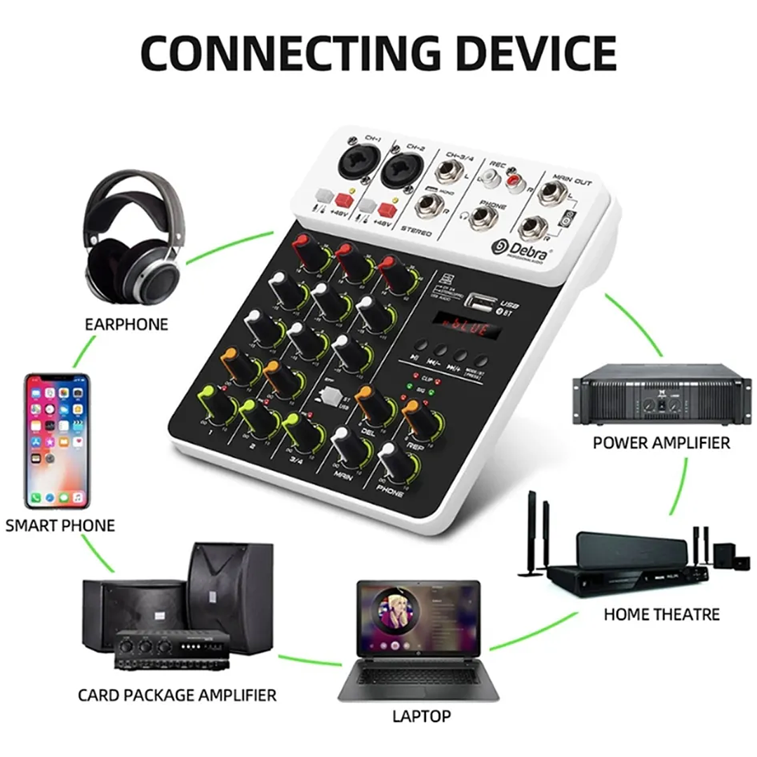 Mezcladora de Audio Debra V4 – Consola de Sonido Compacta Profesional 3