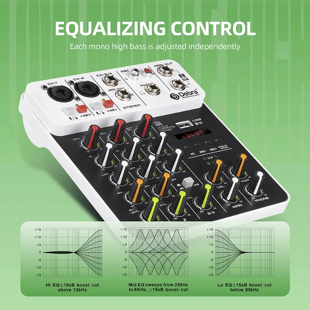 Mezcladora de Audio Debra V4 – Consola de Sonido Compacta Profesional 5