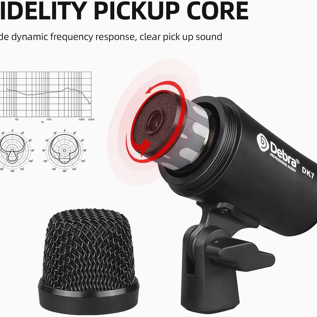 Kit Profesional Micrófonos para Batería DK7 7 Piezas XLR – Bombo, Caja, Toms y Overheads 8