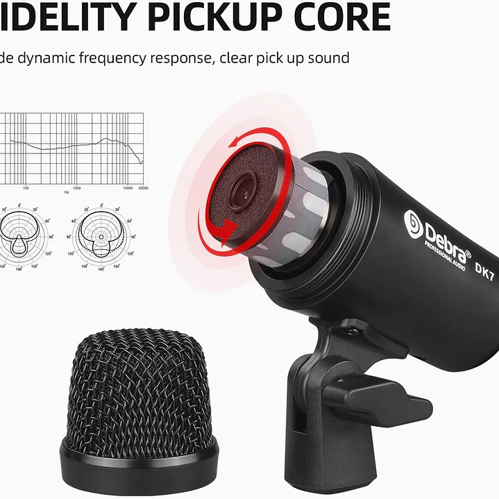 Kit Profesional Micrófonos para Batería DK7 7 Piezas XLR – Bombo, Caja, Toms y Overheads 8
