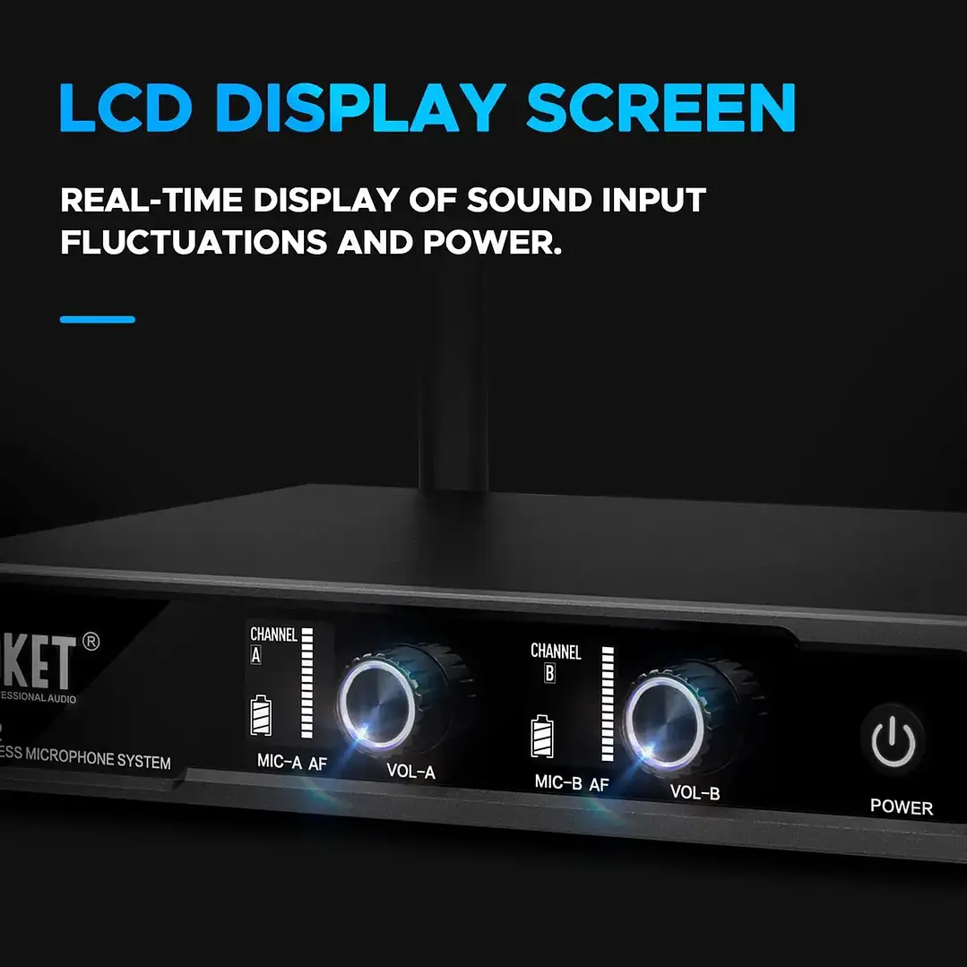 Micrófono Inalámbrico Dual Debra DU2002 UHF – 2 Headset (Micrófono de Cintillo) + 2 Micrófono de Solapa Profesional 2