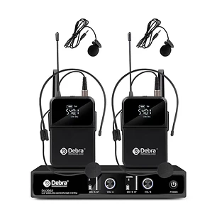 Micrófono Inalámbrico Dual Debra DU2002 UHF – 2 Headset (Micrófono de Cintillo) + 2 Micrófono de Solapa Profesional