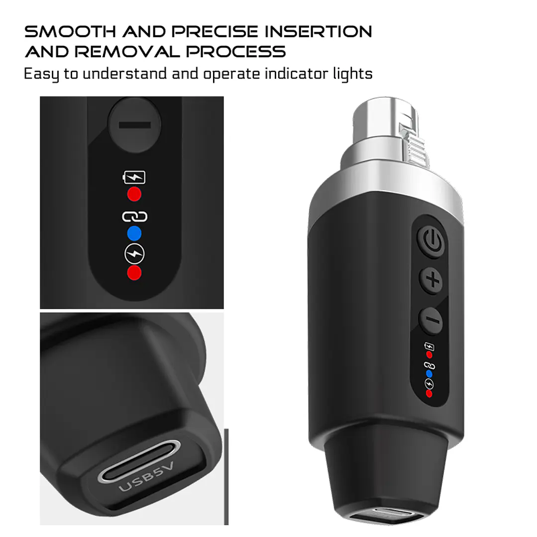 Sistema Inalámbrico M-VAVE para Micrófono XLR e instrumentos | Transmisor y Receptor Recargable 6