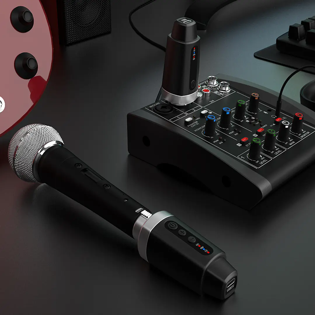 Sistema Inalámbrico M-VAVE para Micrófono XLR e instrumentos | Transmisor y Receptor Recargable 2