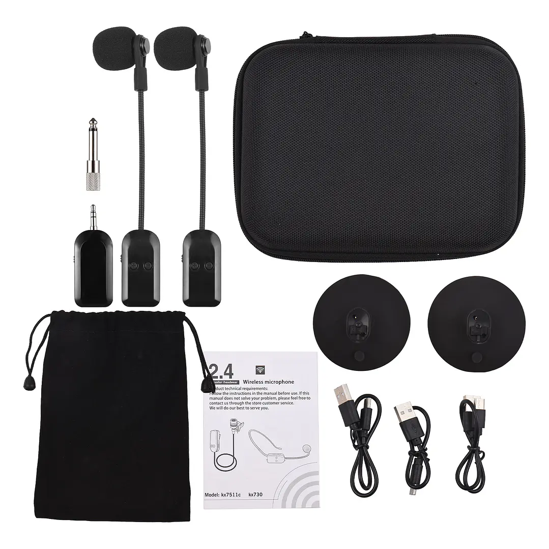 Sistema de Micrófono Inalámbrico para Acordeón 2.4G Recargable 2