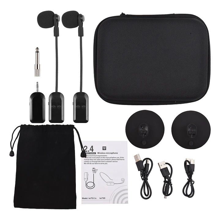 Sistema de Micrófono Inalámbrico para Acordeón 2.4G Recargable 2