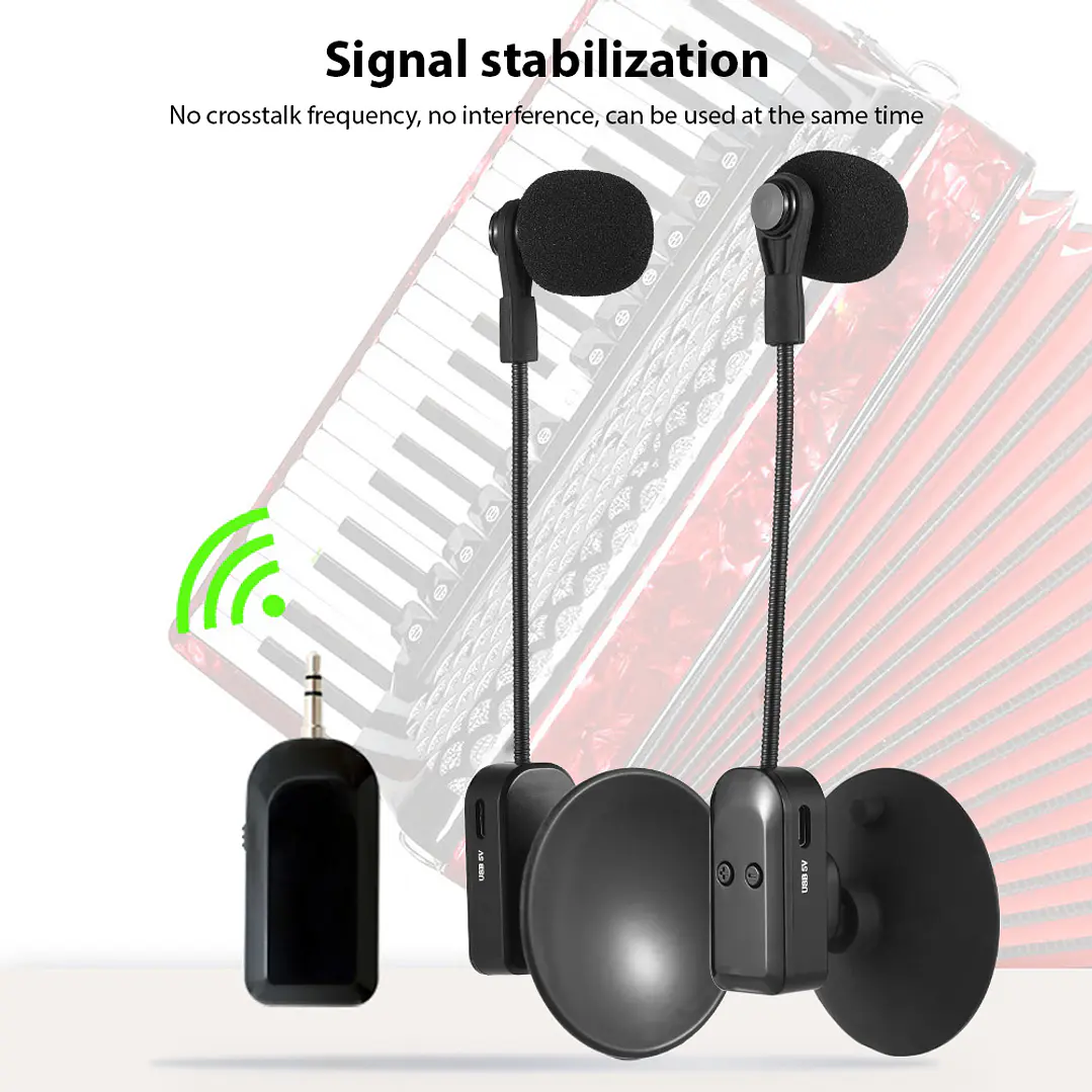 Sistema de Micrófono Inalámbrico para Acordeón 2.4G Recargable 3