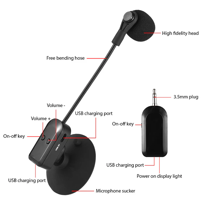 Sistema de Micrófono Inalámbrico para Acordeón 2.4G Recargable 5