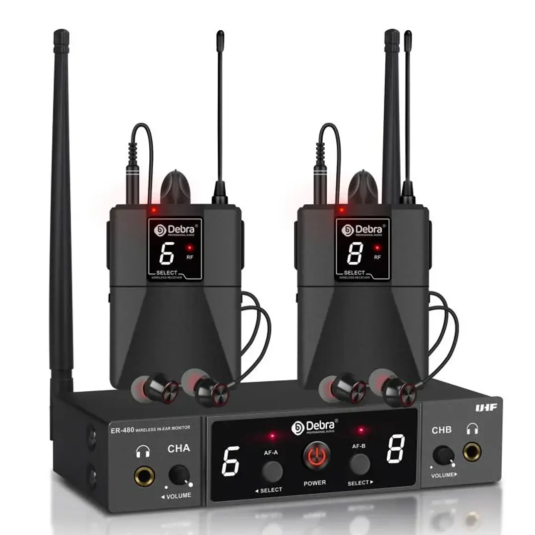 Monitor In Ear Inalámbrico Debra ER-480 UHF con 2 Receptores 1