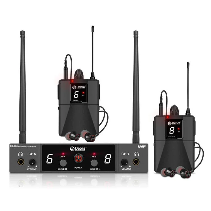 Monitor In Ear Inalámbrico Debra ER-480 UHF con 2 Receptores 2