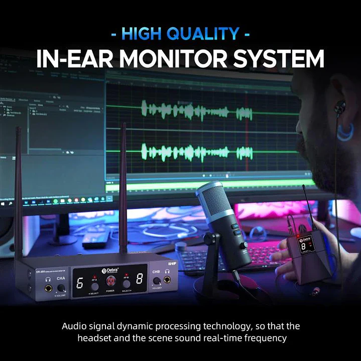 Monitor In Ear Inalámbrico Debra ER-480 UHF con 2 Receptores 4