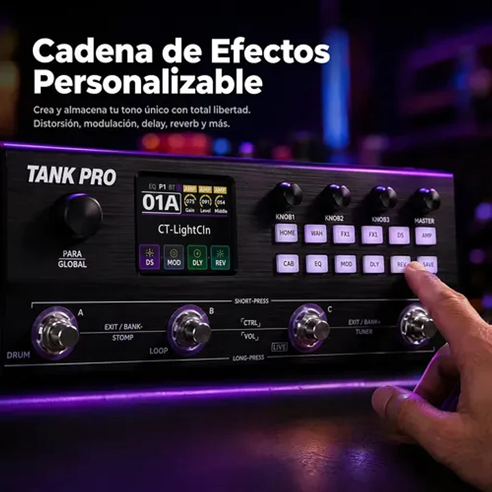 Pedalera Multiefectos M-VAVE Tank Pro para Guitarra y Bajo 2