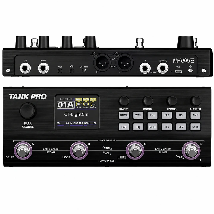 Pedalera Multiefectos M-VAVE Tank Pro para Guitarra y Bajo 1