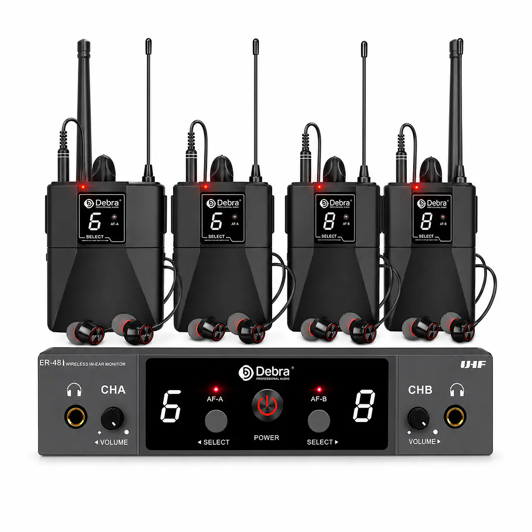 Sistema In Ear Inalámbrico DEBRA ER-480 UHF con 4 Receptores 1