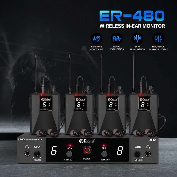 Sistema In Ear Inalámbrico DEBRA ER-480 UHF con 4 Receptores 3