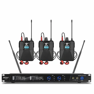 Sistema In Ear Inalámbrico DEBRA ER-202 con 3 Receptores | Monitor In Ear UHF Profesional