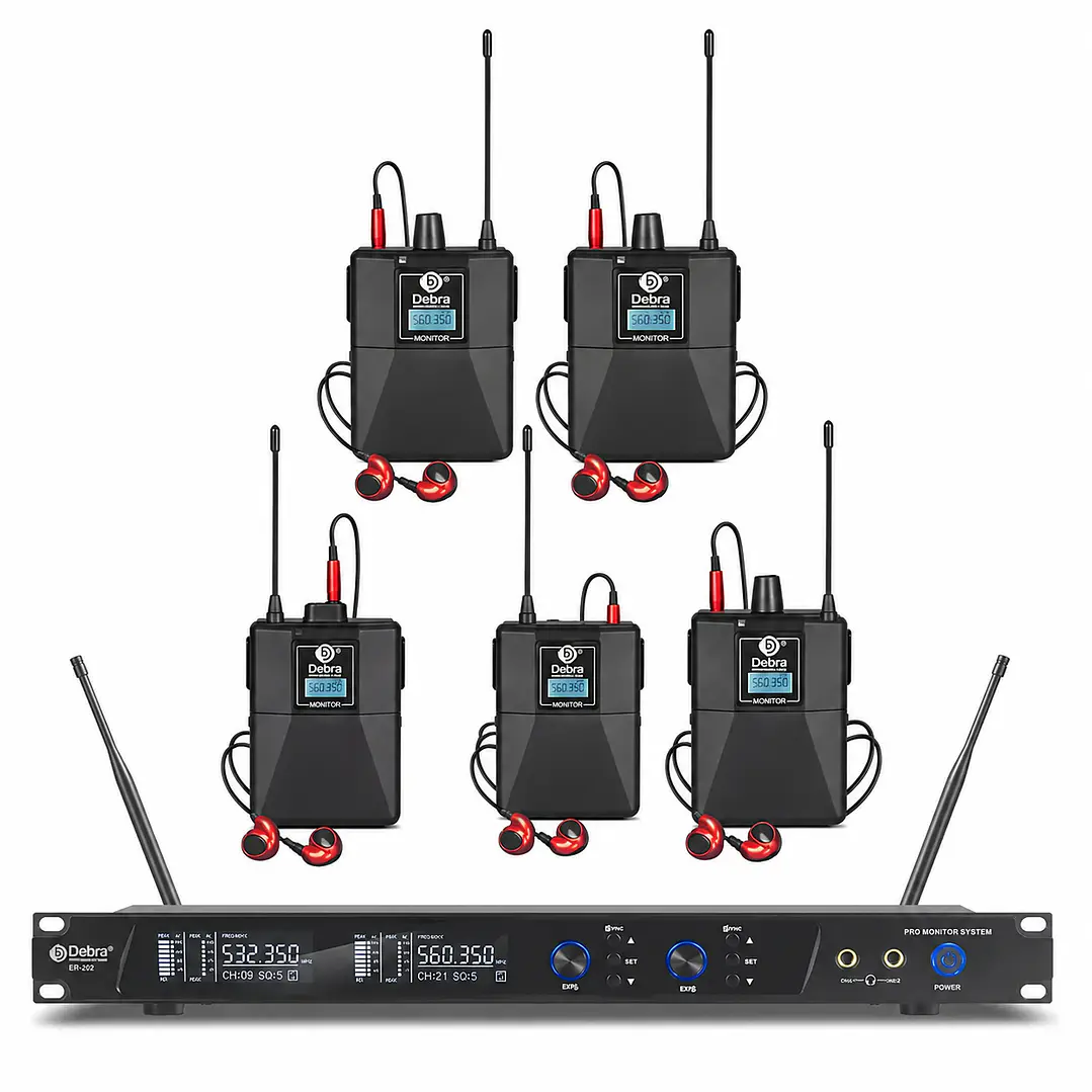 Sistema In Ear Inalámbrico DEBRA ER-202 UHF con 5 Receptores 1
