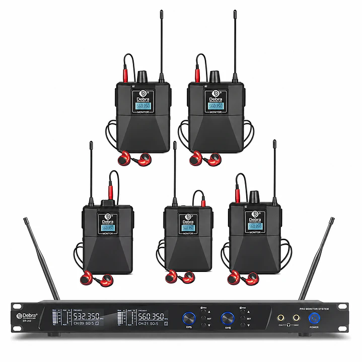 Sistema In Ear Inalámbrico DEBRA ER-202 UHF con 5 Receptores 1