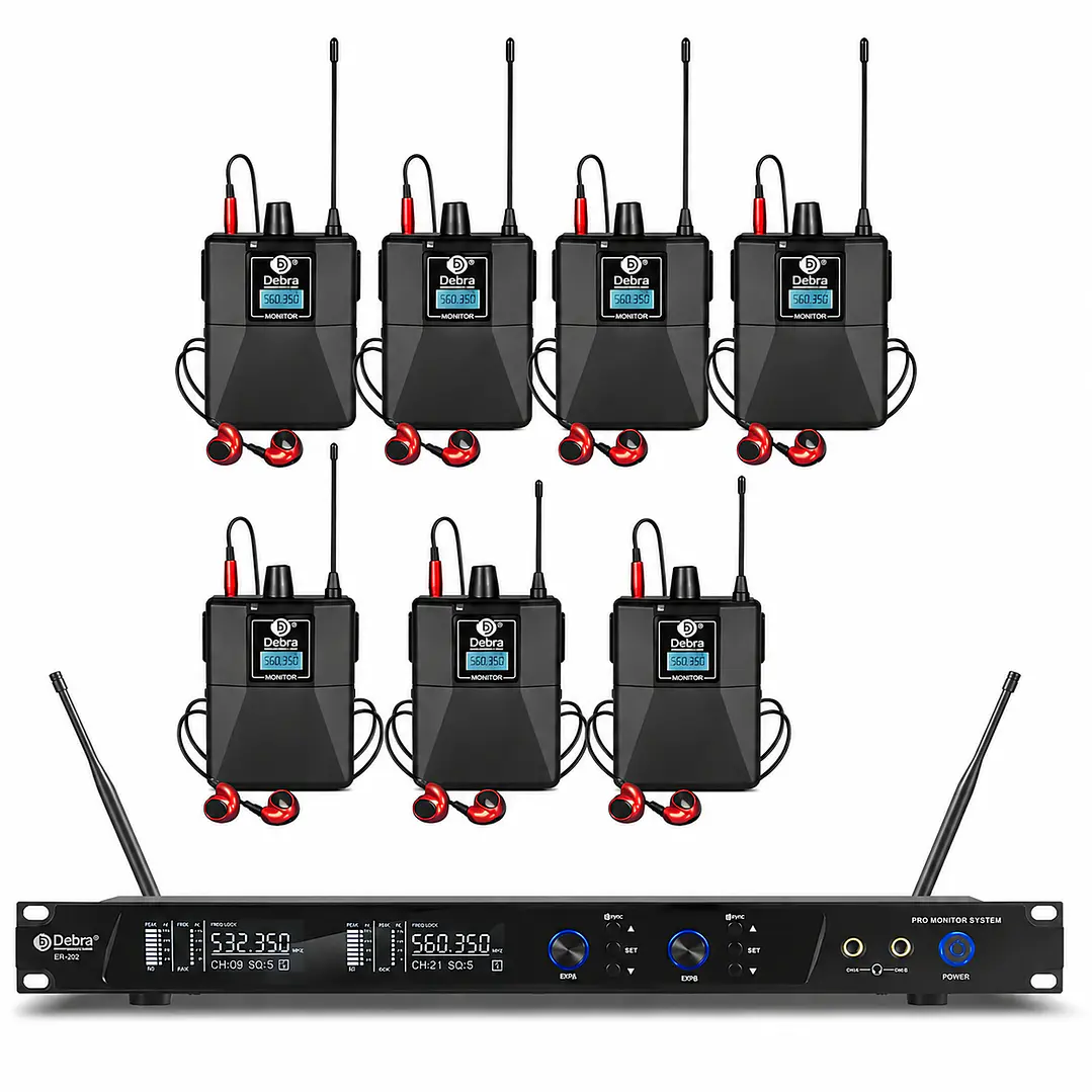 Sistema In Ear Inalámbrico DEBRA ER-202 UHF con 7 Receptores 1