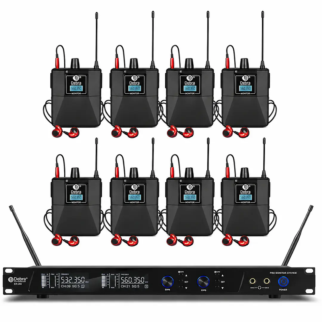 Sistema In Ear Inalámbrico DEBRA ER-202 UHF con 8 Receptores 1