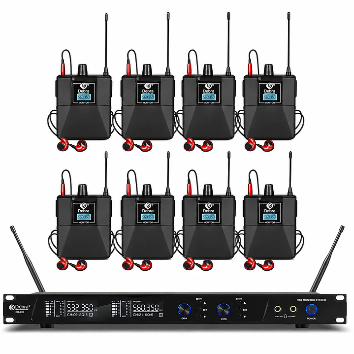Sistema In Ear Inalámbrico DEBRA ER-202 UHF con 8 Receptores 1