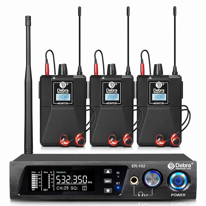 Sistema In Ear Inalámbrico DEBRA ER-102 UHF con 3 Receptores 1