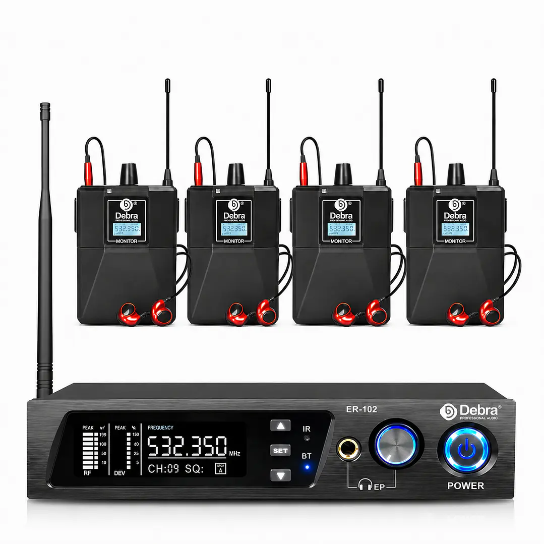 Sistema In Ear Inalámbrico DEBRA ER-102 UHF con 4 Receptores 1