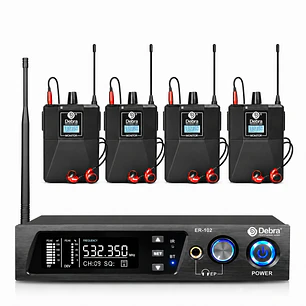 Sistema In Ear Inalámbrico DEBRA ER-102 UHF con 4 Receptores