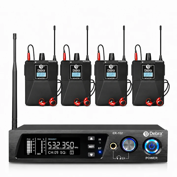 Sistema In Ear Inalámbrico DEBRA ER-102 UHF con 4 Receptores 1