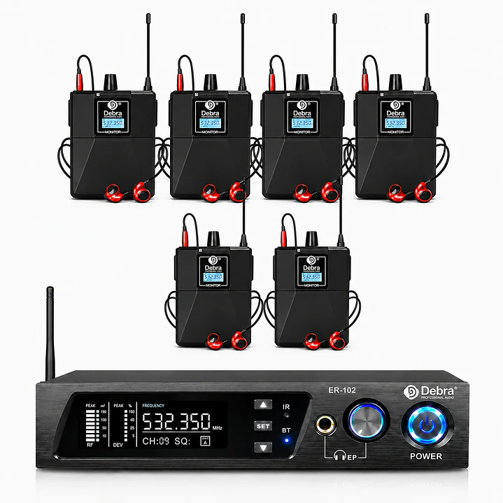Sistema In Ear Inalámbrico DEBRA ER-102 UHF con 6 Receptores 1