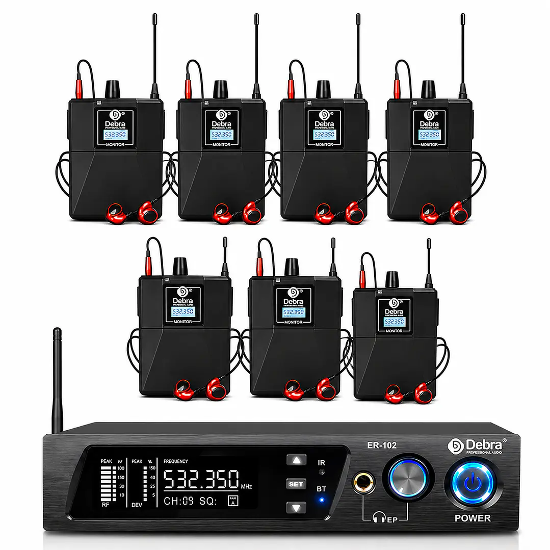 Sistema In Ear Inalámbrico DEBRA ER-102 UHF con 7 Receptores 1