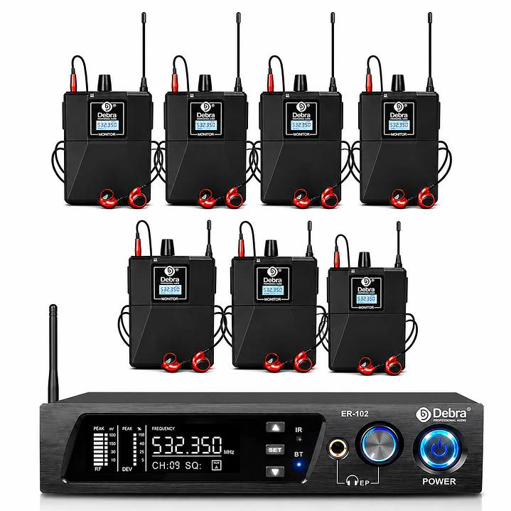 Sistema In Ear Inalámbrico DEBRA ER-102 UHF con 7 Receptores 1
